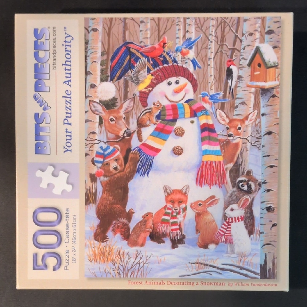 Bits and Pieces 500 Piece Jigsaw Puzzle - Forest Animals and Snowman
